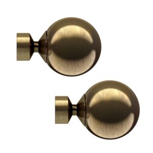 Pair of Antique Brass coloured Sphere Ball finial pole ends for 28mm curtain poles
