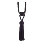 Black Swish Kiera Curtain Tieback with twisted rope embrace and tassels