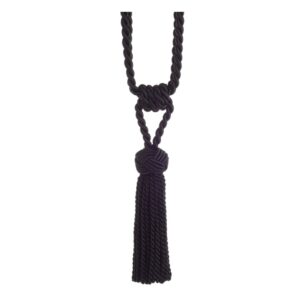 Black Swish Kiera Curtain Tieback with twisted rope embrace and tassels
