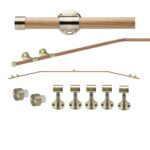 28mm Eyelet Bay window curtain pole Woodgrain & Antique Brass, 400cm | ABC Decor