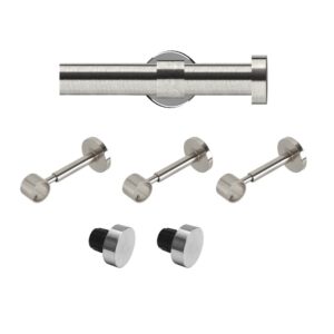 Lounge Curtain pole Satin Steel colour contemporary Stud finials