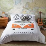 VW Volkswagen Camper van King size bed set, Orange | ABC Decor