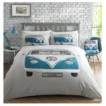 VW Volkswagen Camper van King size bed set, Blue | ABC Decor