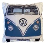 VW Volkswagen Campervan T1 Filled Cushion, Blue | ABC Decor