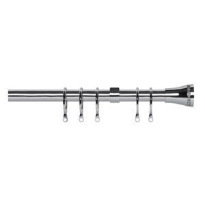 Curtain pole set in Chrome, with Trumpet shape finial embellished with Diamantes for sparkle, with rings and brackets