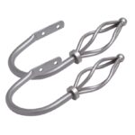 Pair of Silver metal curtain holdbacks with cage finial end, to match the 16/19, crown curtain poles