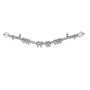 Bay Window metal curtain pole set in silver, complete with bendable poles brackets and rings