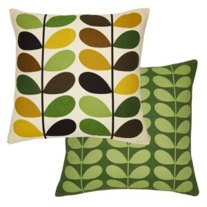 Orla Kiely Multi Stem Fern/Ochre 50x50cm Microfibre Cushion, zip enclosure.