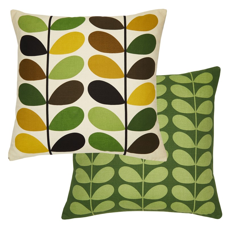 Orla Kiely Multi Stem Fern Ochre cushion Orla Kiely Multi Stem Fern/Ochre 50x50cm Microfibre Cushion, zip enclosure.