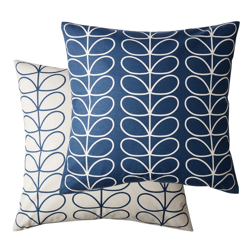 Orla Kiely Small Linear Stem Whale cushion Orla Kiely Small Linear Stem Whale feather filled cushion in a classic blue design. 100% cotton with a concealed zip closure.