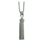 Duck Egg Swish Cheviot curtain tieback with Turk's head knot and tassels