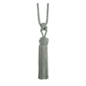 Duck Egg Swish Cheviot curtain tieback with Turk's head knot and tassels