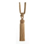 Gold Swish Cheviot curtain tieback with Turk's head knot and tassels