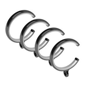 Swish Design Studio Luxury Lined passing rings, Graphite pack of 4 for use on 28mm bay window curtain poles