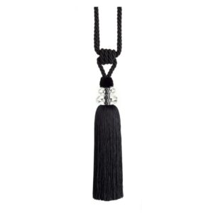 Black Swish Excelsior curtain tieback with cut glass design and full tassel