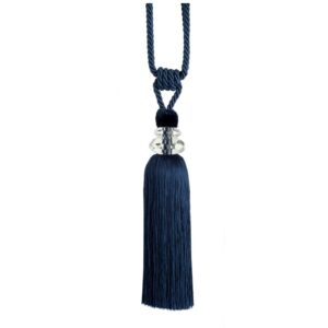 Blue Swish Excelsior curtain tieback with cut glass design and full tassel