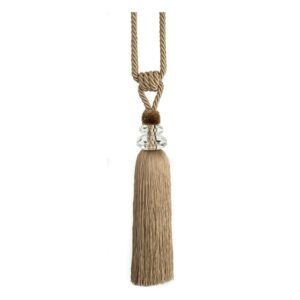 Putty Swish Excelsior curtain tieback with cut glass design and full tassel