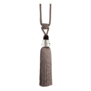 Taupe Swish Excelsior curtain tieback with cut glass design and full tassel