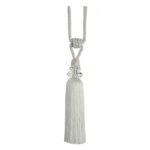 White Swish Excelsior curtain tieback with cut glass design and full tassel