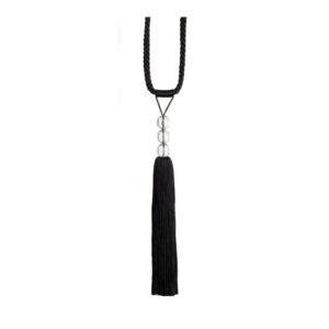 Black Swish Finesse curtain tieback with clear beads and straight tassel