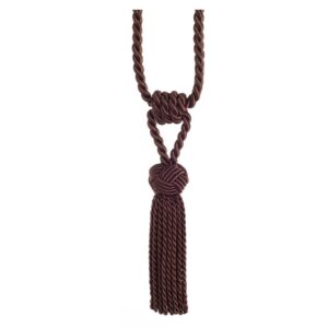 Mocha Swish curtain tieback with twisted rope embrace and tassels