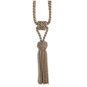 Putty Swish Kiera curtain tieback with twisted rope embrace and tassels
