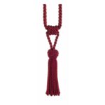 Red Swish Kiera curtain tieback with twisted rope embrace and tassels