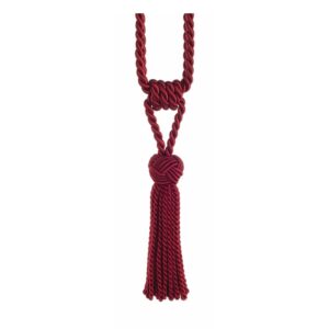 Red Swish Kiera curtain tieback with twisted rope embrace and tassels