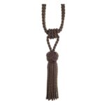 Taupe Swish Kiera curtain tieback with twisted rope embrace and tassels