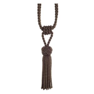 Taupe Swish Kiera curtain tieback with twisted rope embrace and tassels
