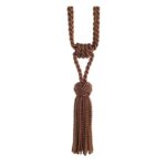 Coffee Kiera curtain tieback with twisted rope embrace and tassels