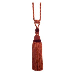 Amber Orange Swish Moulin curtain tieback with a corset design and tassels.