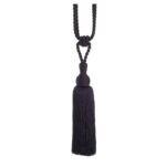 Black Swish Tangiers curtain tieback with colour co-ordinated drop and tassel