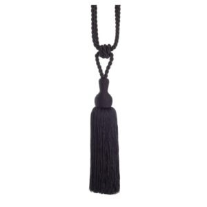 Black Swish Tangiers curtain tieback with colour co-ordinated drop and tassel