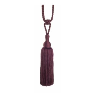 Cassis purple Swish Tangiers curtain tieback with colour co-ordinated drop and tassel