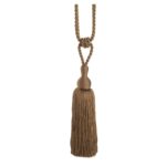 Latte Beige Swish Tangiers curtain tieback with colour co-ordinated drop and tassel