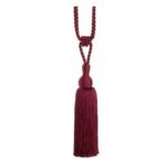 Wine Red Swish Tangiers curtain tieback with colour co-ordinated drop and tassel