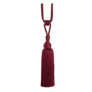 Wine Red Swish Tangiers curtain tieback with colour co-ordinated drop and tassel