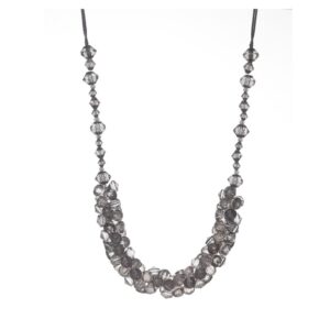 Charcoal Swish Vetrobello curtain tieback with clear acrylic faceted beads
