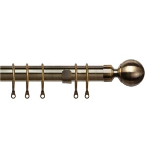 25-28mm Pristine Ball complete extendable Curtain Pole set in Antique Brass