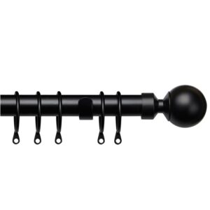 25-28mm Pristine Ball complete extendable Curtain Pole set in Matt Black