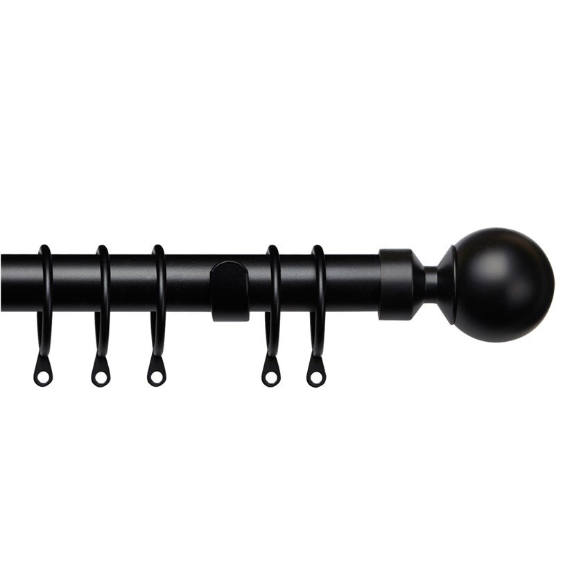 25-28mm Pristine Ball extendable Curtain Pole set Matt Black 25-28mm Pristine Ball complete extendable Curtain Pole set in Matt Black