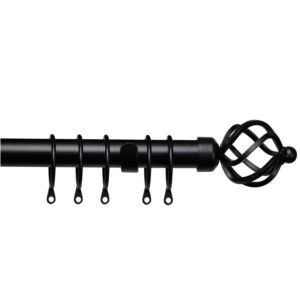 25-28mm Pristine Cage complete extendable curtain pole set in Matt Black