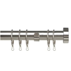 25-28mm Pristine Stud complete extendable curtain pole set in Satin Steel