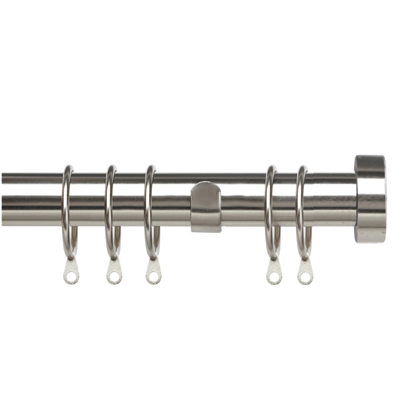 25-28mm Pristine Stud extendable curtain pole set Satin Steel 25-28mm Pristine Stud complete extendable curtain pole set in Satin Steel