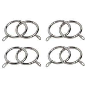 Metal Curtain Rings, Pristine 25-28mm Unlined Rings Pack of 8 Chrome Finish