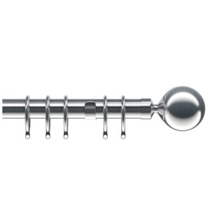 Nikola 28mm Curtain pole set Satin Silver, includes poles, joiner,brackets, rings, finials, fixings and instructions