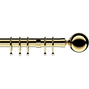Speedy 28mm Nikola complete Curtain Pole Set in Bright Brass.