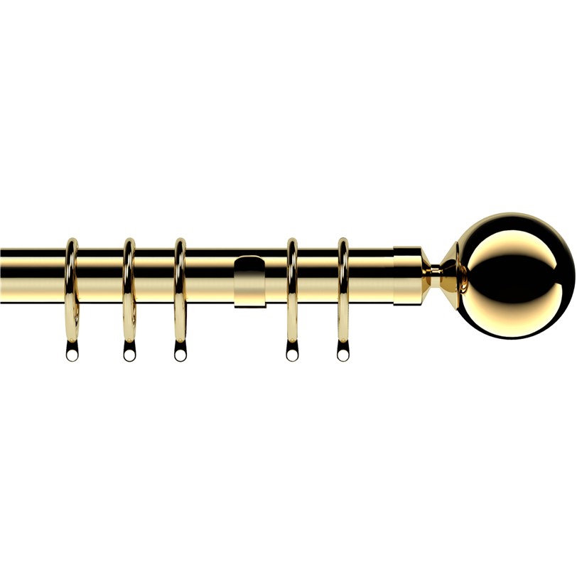 Speedy 28mm Nikola Curtain Pole Set Bright Brass Speedy 28mm Nikola complete Curtain Pole Set in Bright Brass.