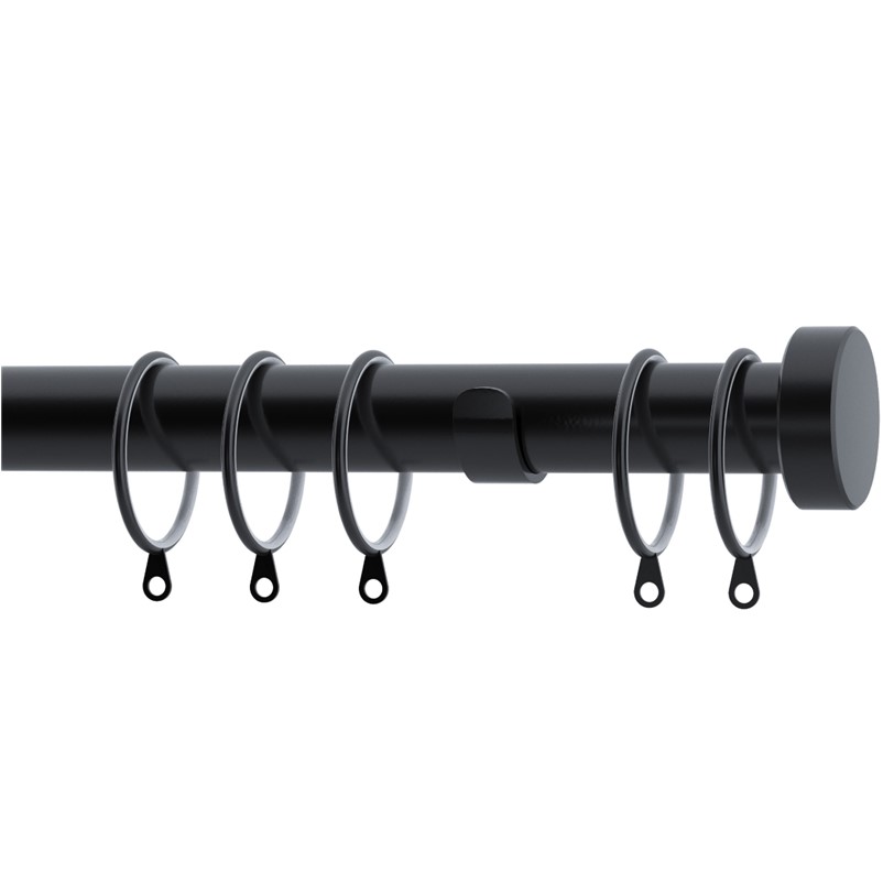 Speedy 28mm Stud Curtain Pole set Matt Black Speedy 28mm Stud complete Curtain Pole set in Matt Black
